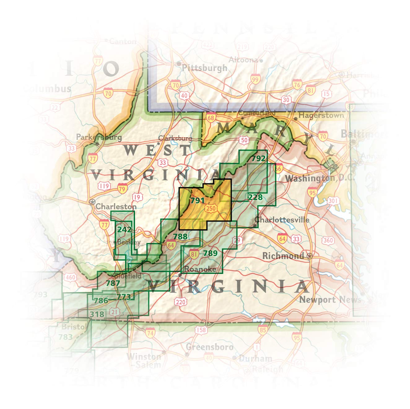 Staunton/Shenandoah Mountain, George Washington National Forest Hiking Map