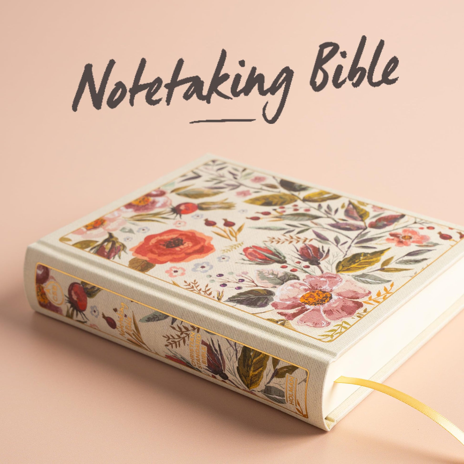 CSB Notetaking Bible, Floral Cloth Over Board, Black Letter, Wide Margins, Journaling Space, Single-Column, Reading Plan, Easy-to-Read Bible Serif Type