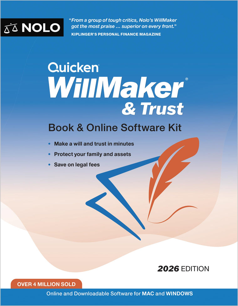 Quicken Willmaker & Trust 2026: Book & Online Software Kit