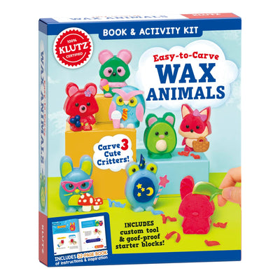 KLUTZ Easy-to-Carve Wax Animals Craft Kit, Medium