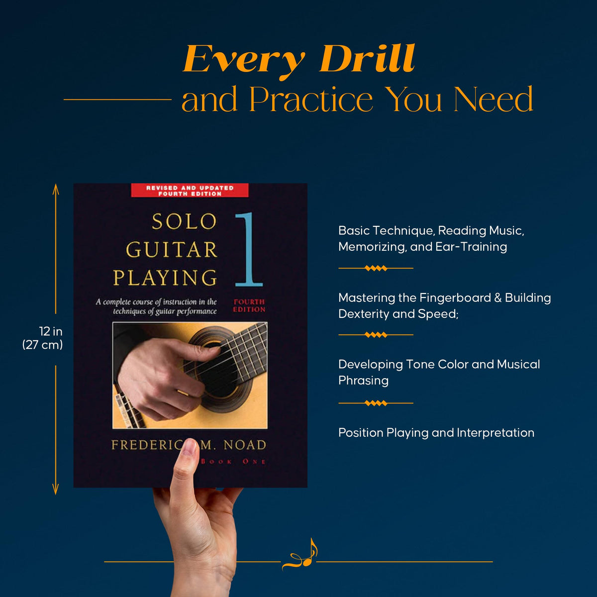 Solo Guitar Playing Book 1 Fourth Edition by Frederick Noad  Classical Guitar Method for Beginners and Students  Guitar Technique and Music Theory Book with Chords Exercises and Repertoire