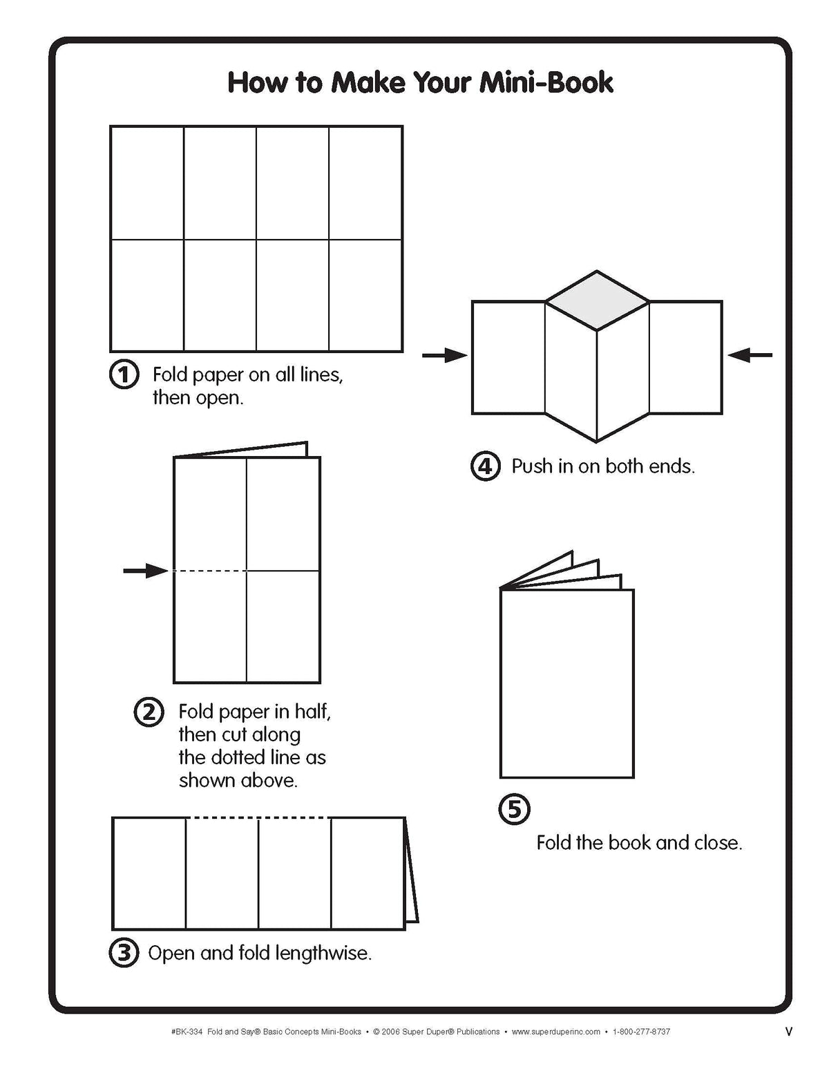 Super Duper Publications  Fold and Say Basic Concepts Mini-Books: 108 Reproducible Basic Concepts Activity Books  Educational Resource for Children