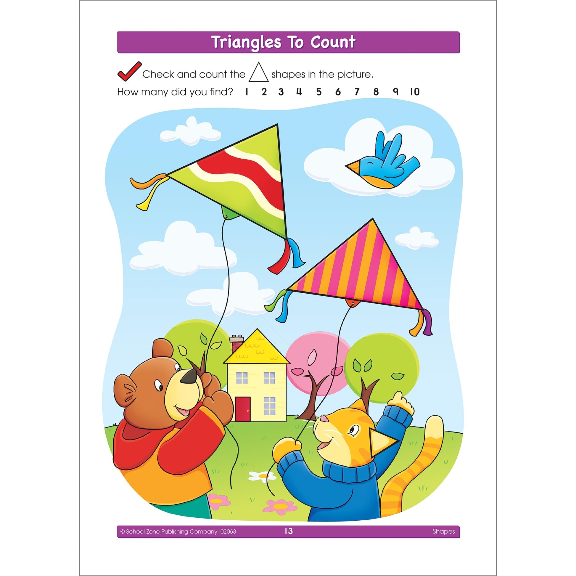 School Zone - Shapes Workbook - 32 Pages, Ages 3 to 5, Preschool to Kindergarten, Basic Shapes, Shape Names & Characteristics, Colors, Same or Different, and More (School Zone Get Ready! Book Series)