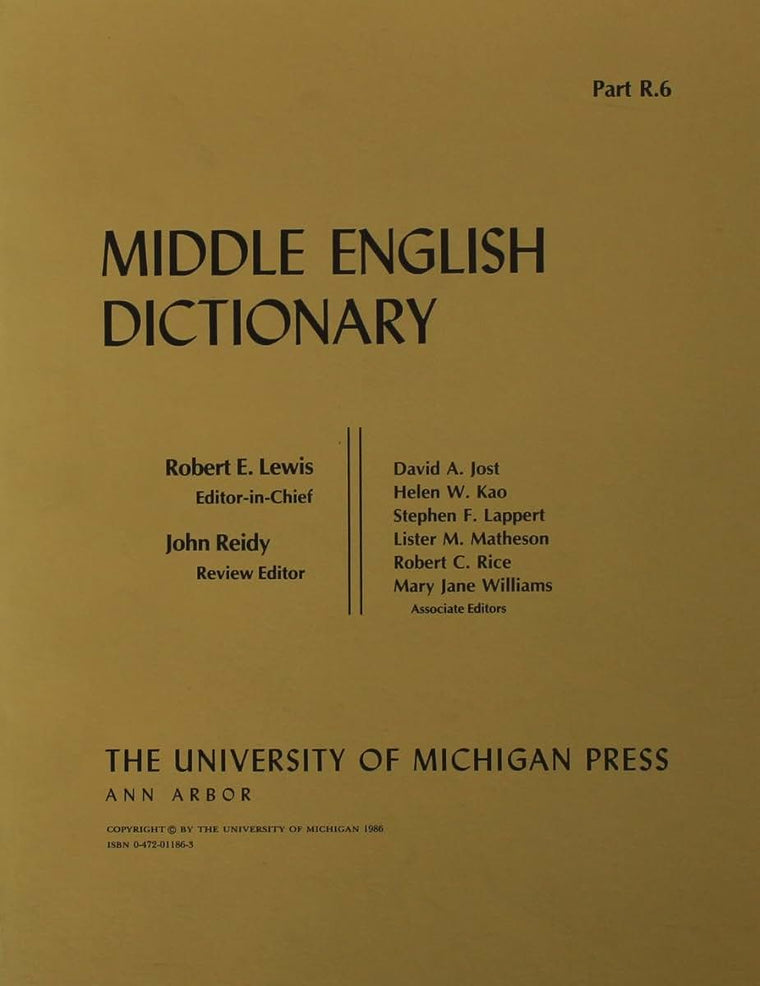 Middle English Dictionary (Volume R.6)