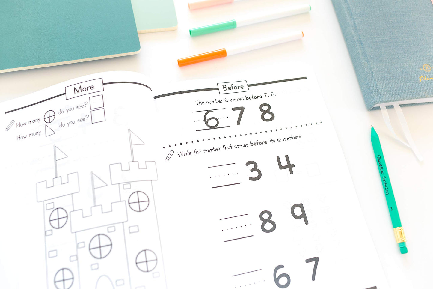 Kindergarten Math Workbook: Kindergarten and 1st Grade Workbook Age 5-7  Homeschool Kindergarteners  Addition and Subtraction Activities + Worksheets