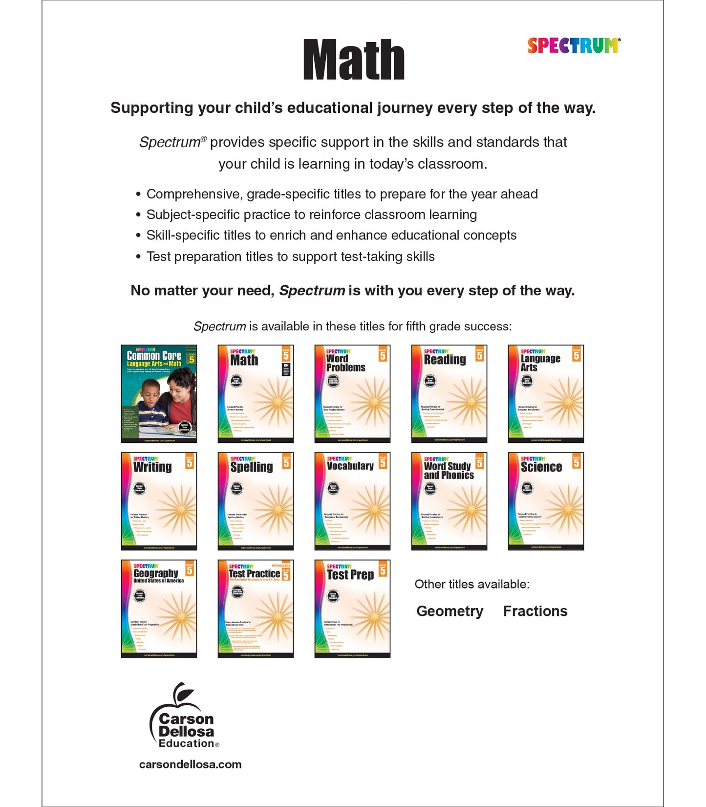 Spectrum 5th Grade Math Workbooks, Ages 10 to 11, Math Workb