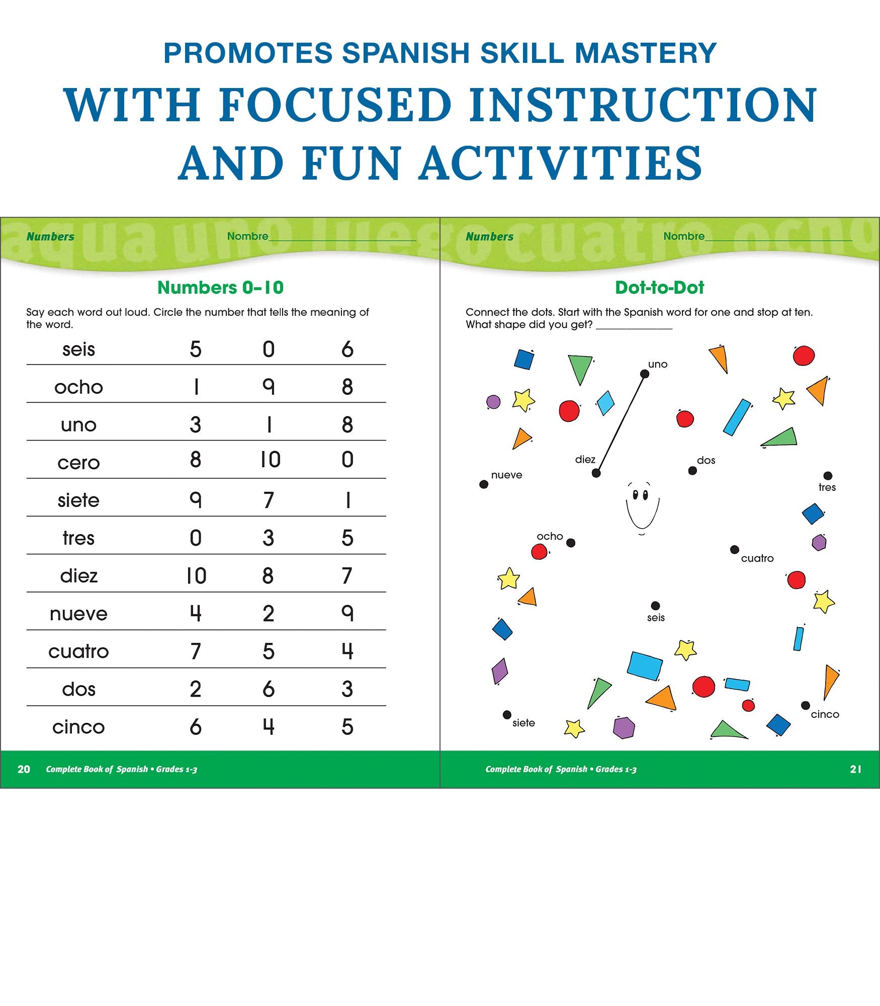 The Complete Book of Spanish Workbook, 1st, 2nd, and 3rd Grade Workbook, Alphabet, Numbers, Parts of Speech. Sight Words, and More Language Learning Activities