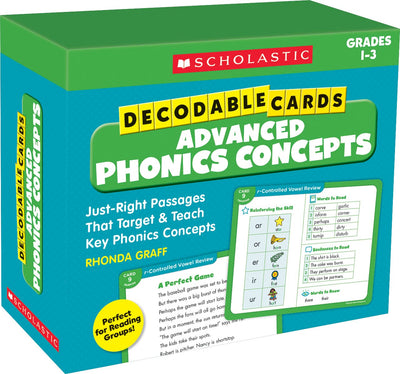 Decodable Cards: Advanced Phonics Concepts (Scholastic, Grades 1-3)
