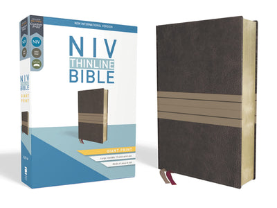 NIV, Thinline Bible, Giant Print, Leathersoft, Brown/Tan, Re