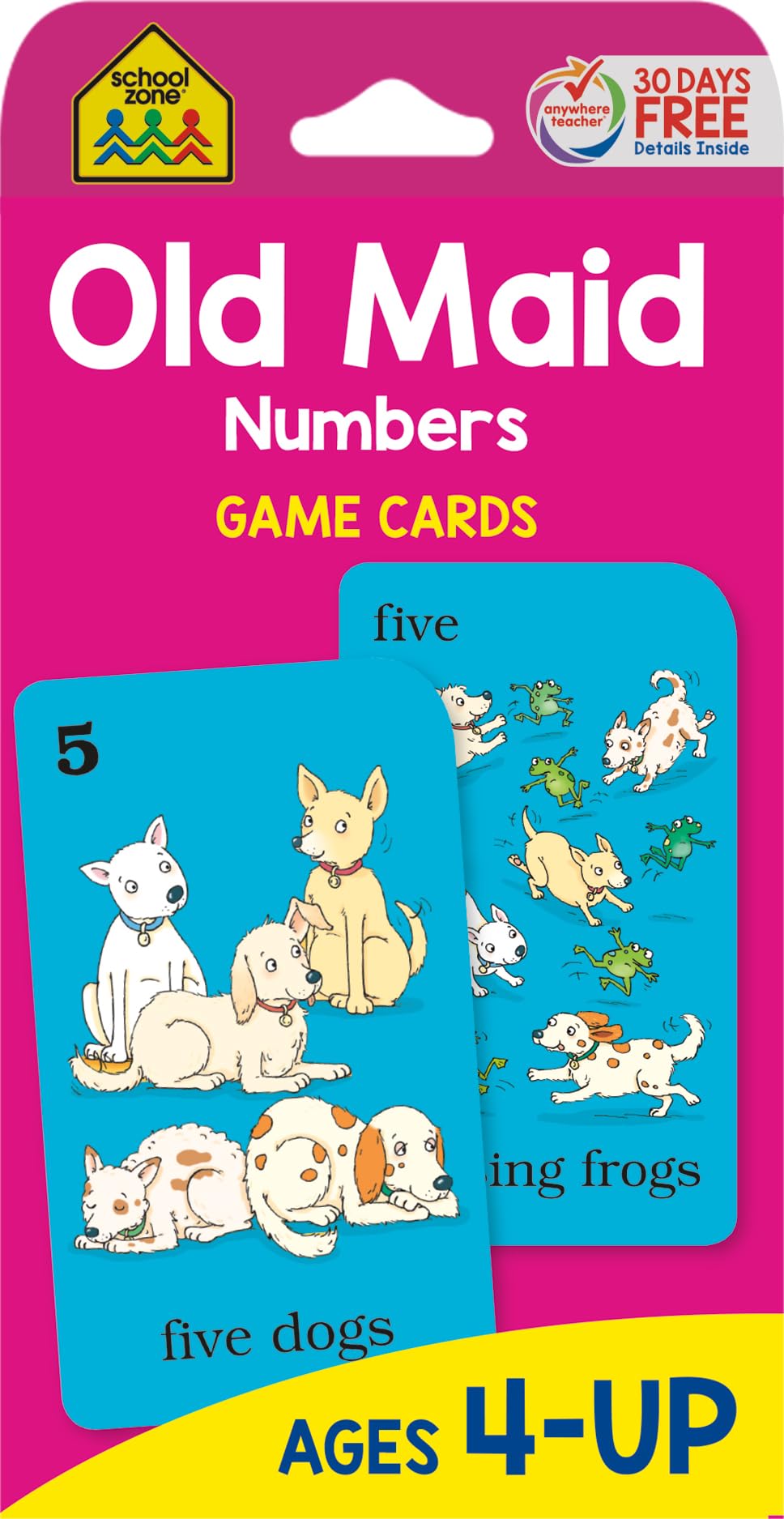 School Zone - Old Maid Numbers Game Cards - Ages 4+, Preschool, Kindergarten, 1st Grade, Card Game, Numbers 1-12, Animals, Counting, Matching, Pairing, Sets, and More (School Zone Game Card Series)
