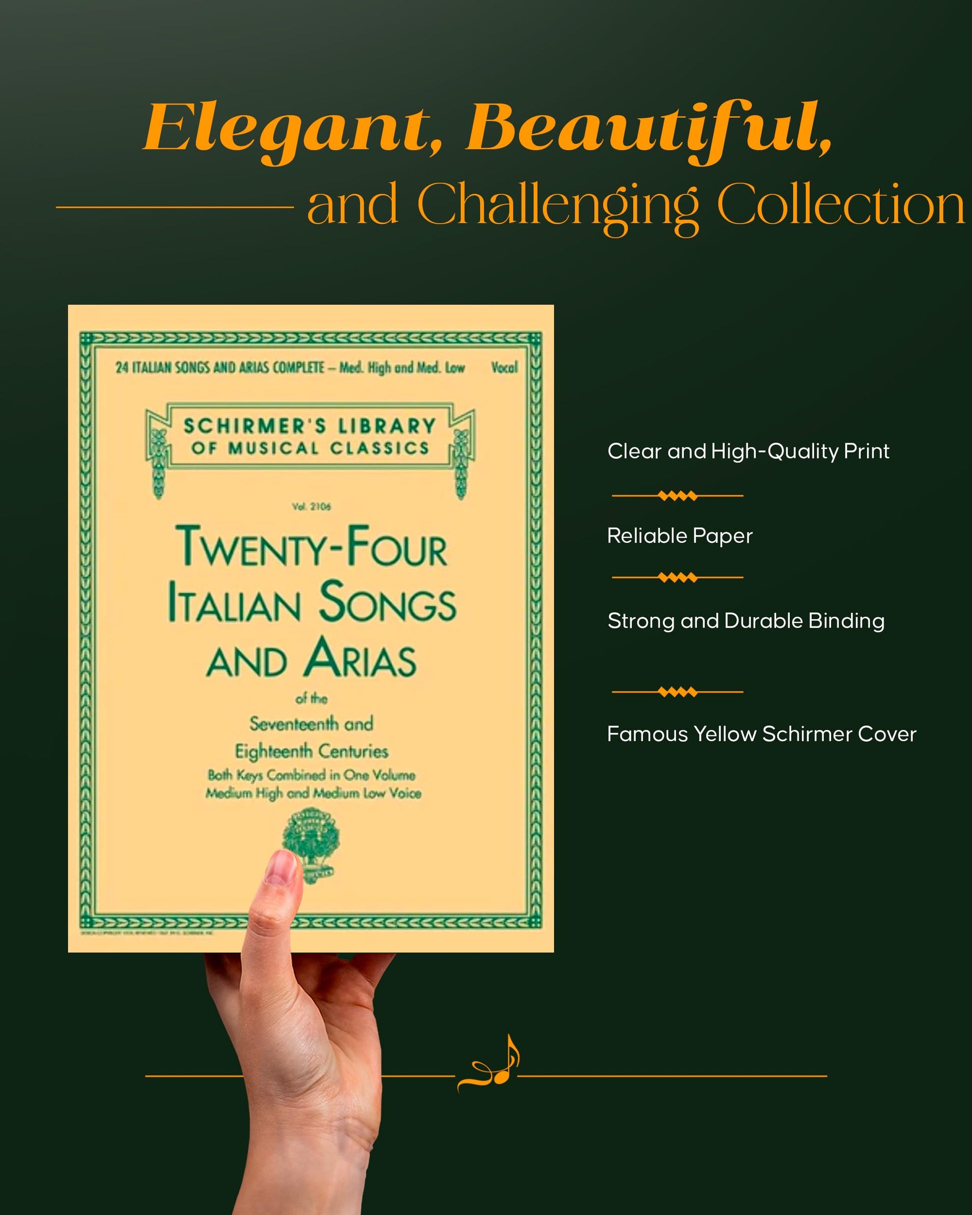 24 Italian Songs and Arias Complete: Classical Music Vocal Songbook for Medium High and Medium Low Voice  Italian Aria and Opera Collection  Sheet ... (Schirmer's Library of Musical Classics)