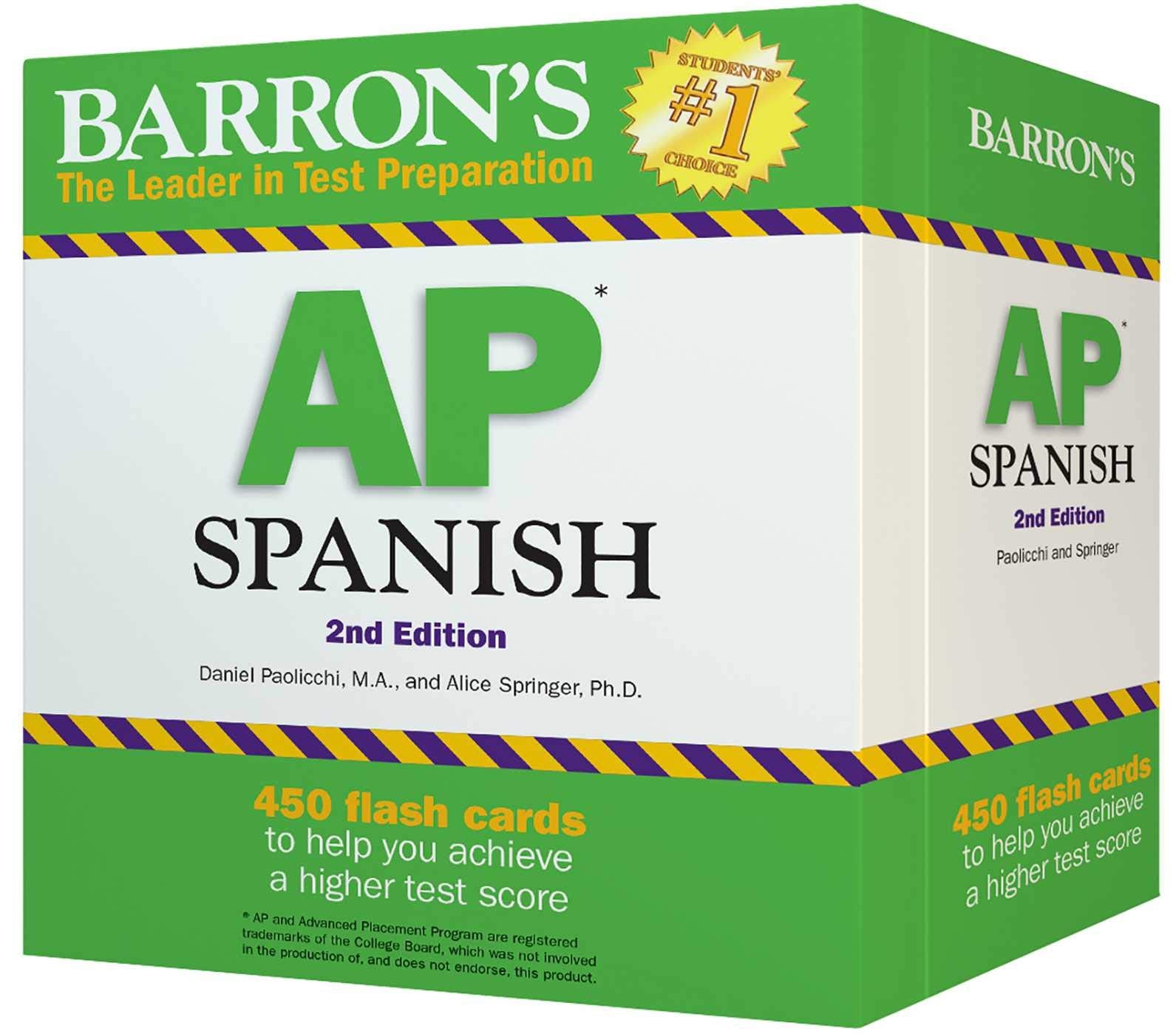 AP Spanish Flashcards, Second Edition: Up-to-Date Review and Practice + Sorting Ring for Custom Study (Barron's AP Prep)