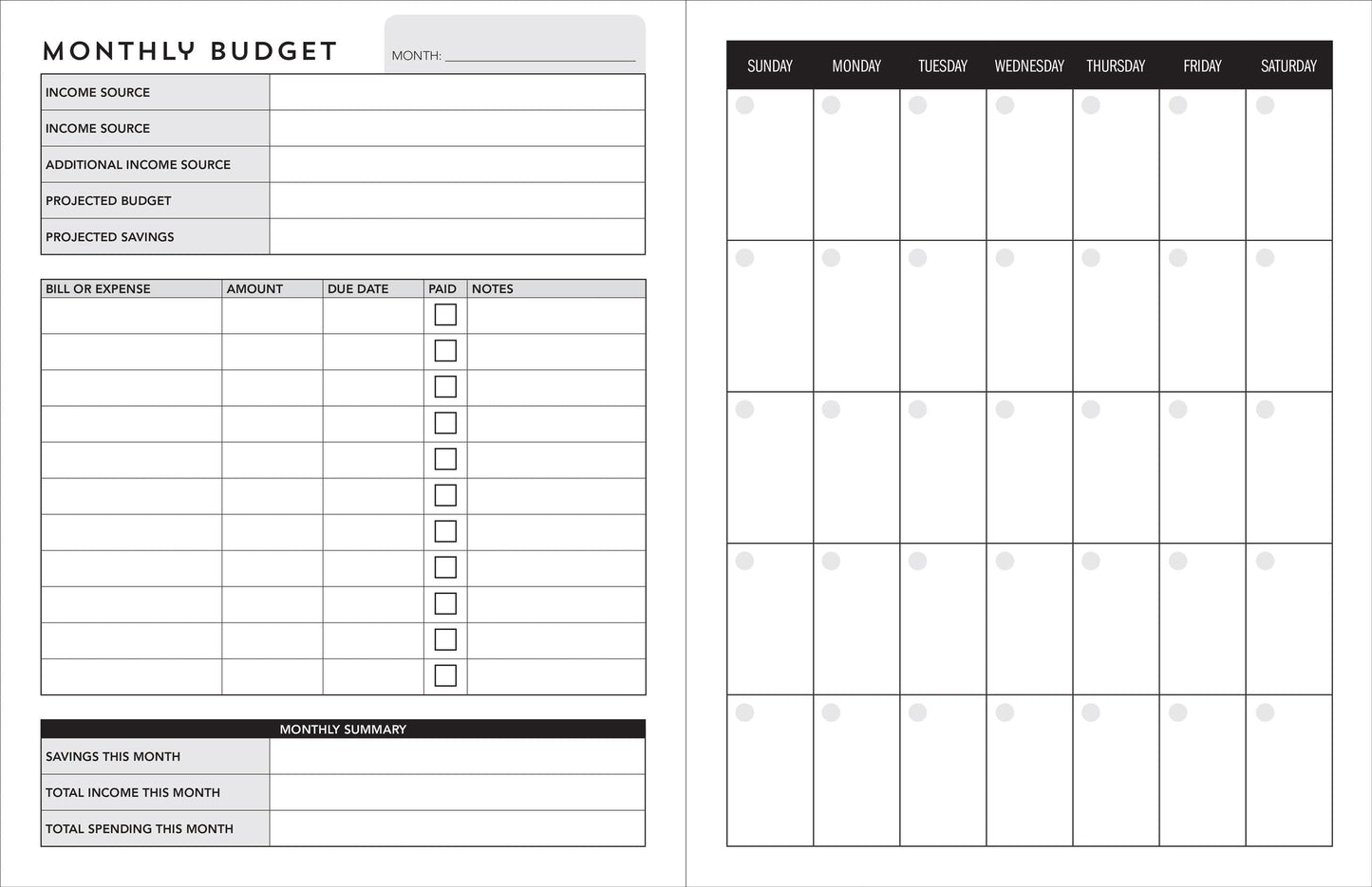 Weekly Budget Planner: A Year-Long Undated Spending Tracker