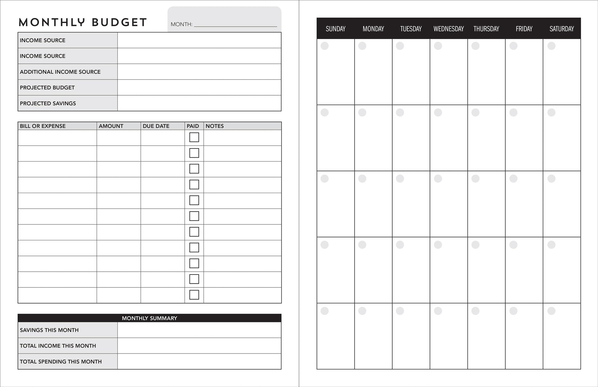 Weekly Budget Planner: A Year-Long Undated Spending Tracker
