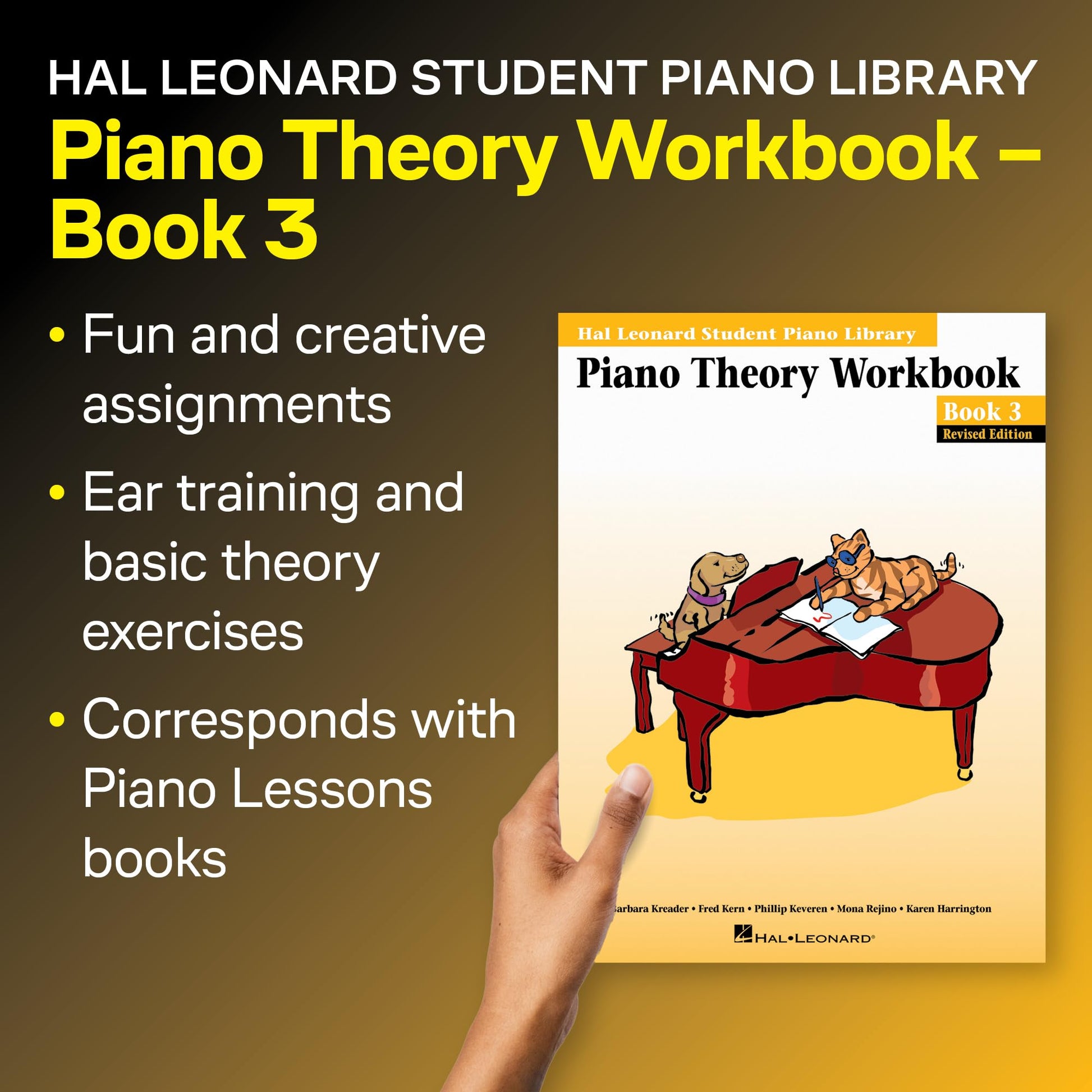Piano Theory Workbook - Book 3 Revised Edition  Music Theory and Ear Training for Piano Students  Fun Learning with Spike and Party Cat  Hal Leonard Student Piano Library