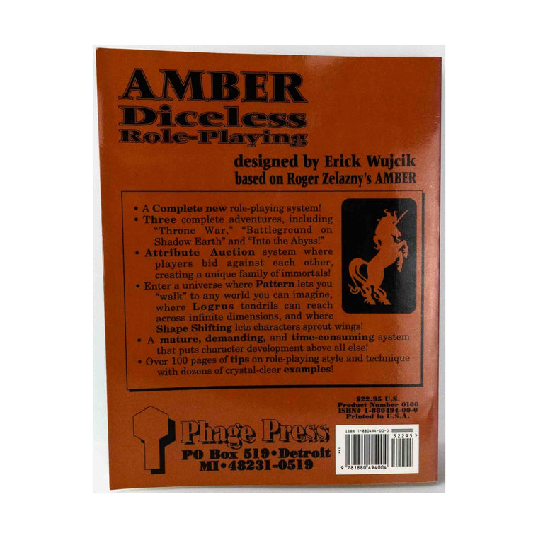 Amber Diceless Role-Playing: Diceless Role-Playing System — back cover