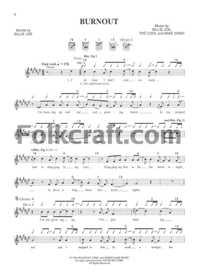 Green Day - Dookie  Authentic Guitar Tab Songbook with Notes and Tablature  15 Classic Punk Rock Songs Including Basket Case, When I Come Around, She, Longview and Welcome to Paradise