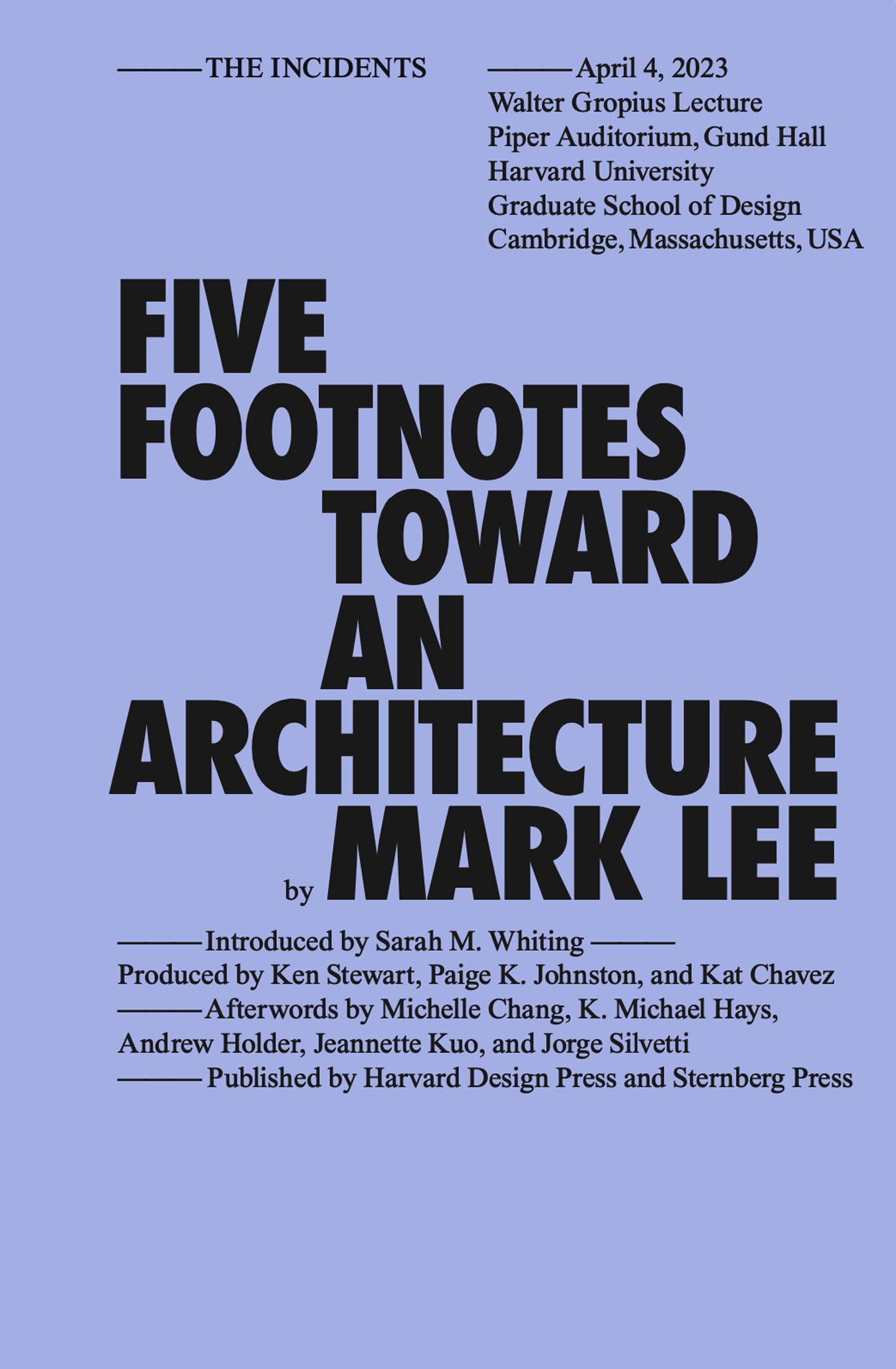 Five Footnotes Toward an Architecture (Sternberg Press / The Incidents)