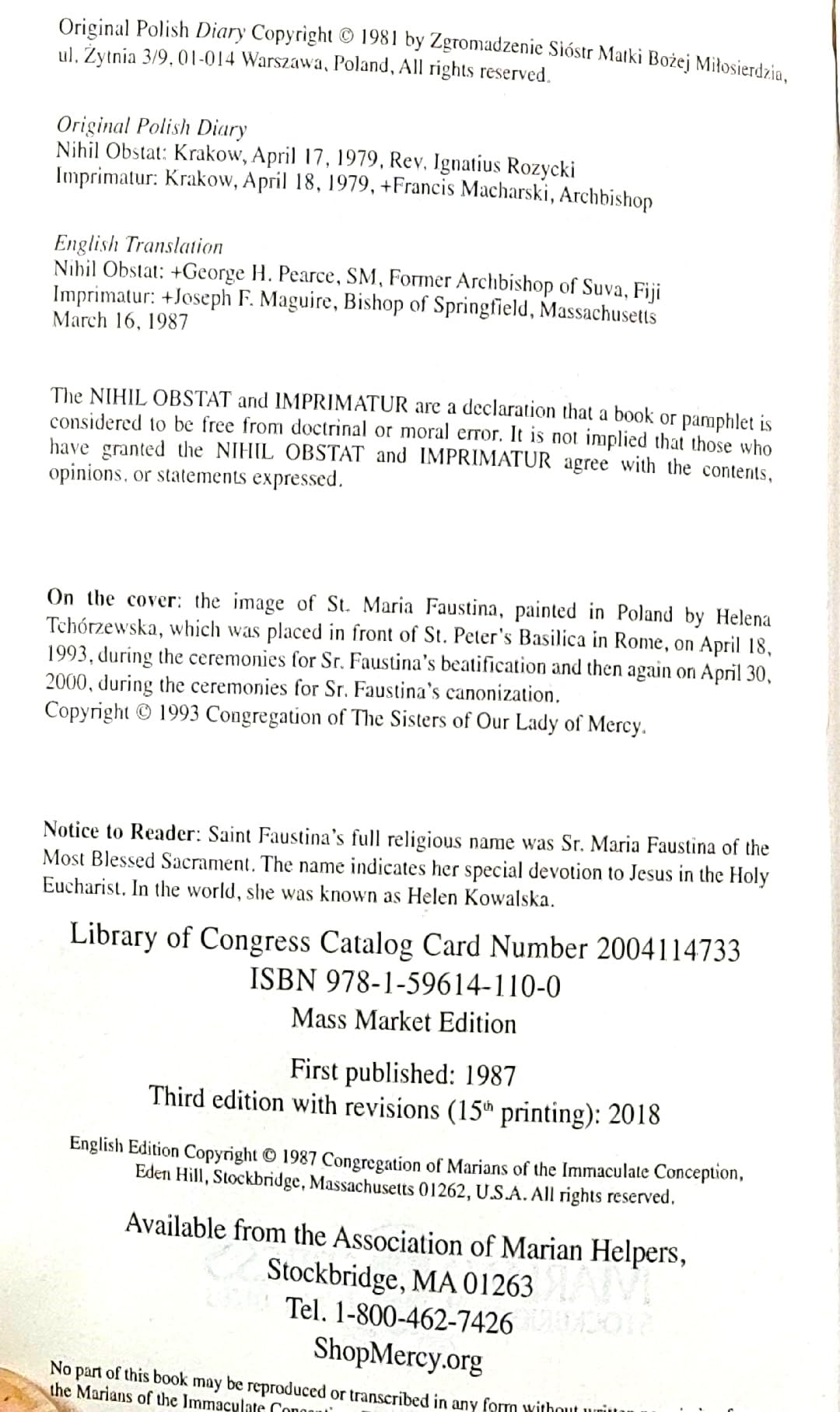 Diary: Divine Mercy in My Soul by Maria Faustina Kowalska (Paperback)