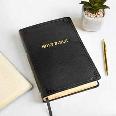 KJV Holy Bible, Giant Print with Cross-References, Black LeatherTouch with Decorative Cover Accents, Ribbon Marker, Red Letter, Full-Color Maps, Easy-to-Read Bible MCM Type, King James Version