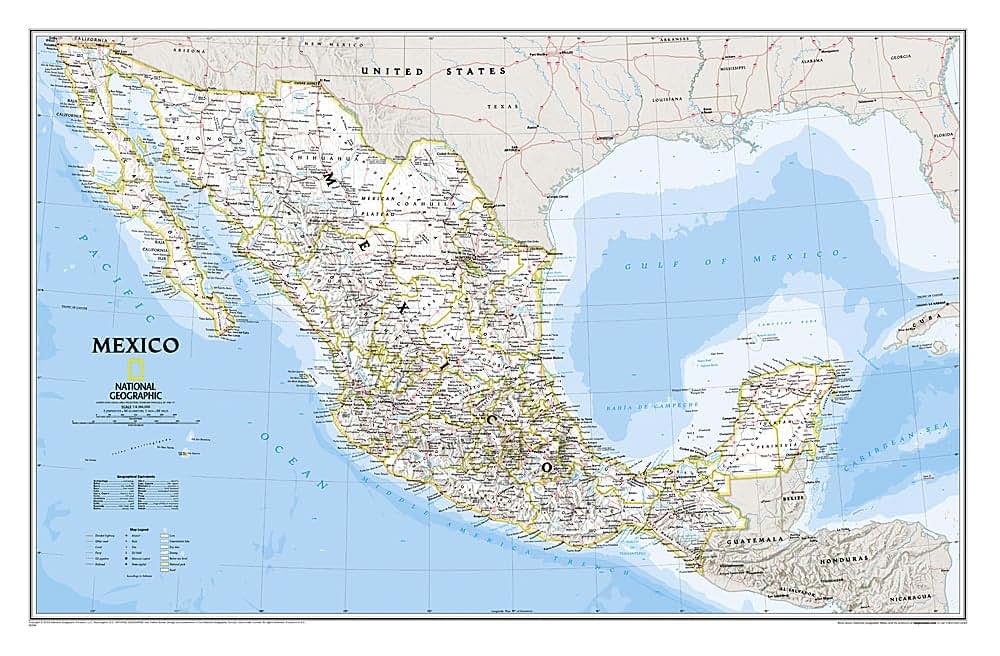 National Geographic Mexico Wall Map - Classic (34.5 x 22.5 in) (National Geographic Reference Map)