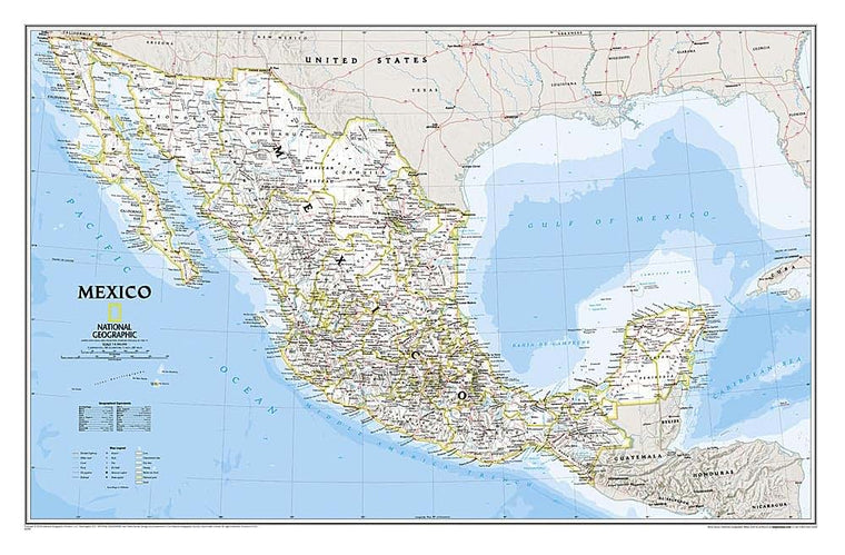 National Geographic Mexico Wall Map - Classic (34.5 x 22.5 in) (National Geographic Reference Map)