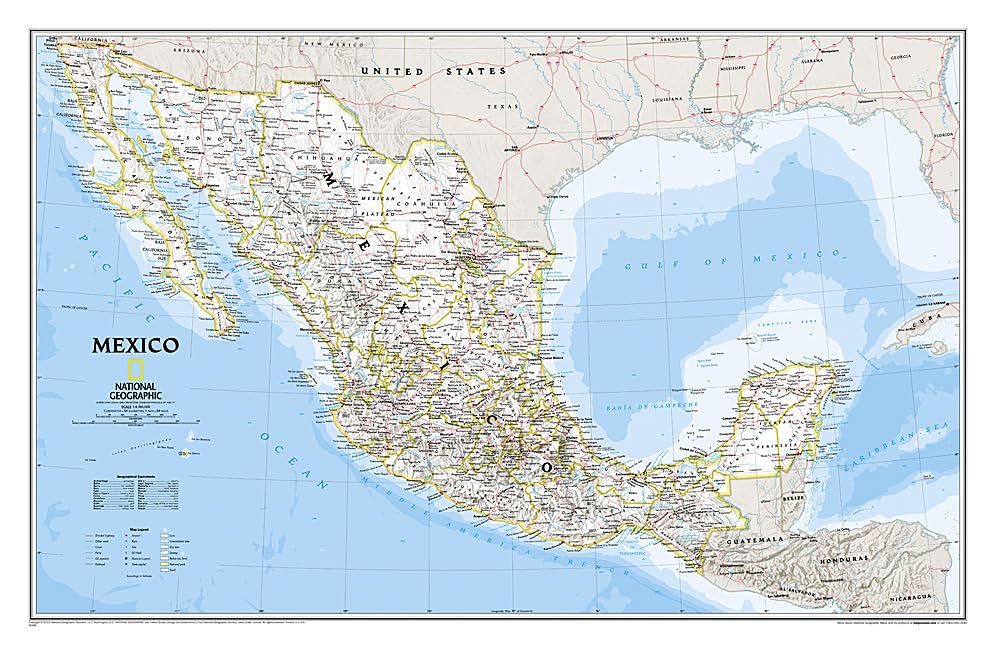National Geographic Mexico Wall Map - Classic (34.5 x 22.5 in) (National Geographic Reference Map)