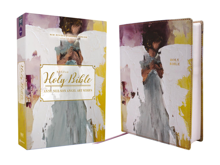 NRSVue, Holy Bible, Anne Neilson Angel Art Series, Double-Column Journal Edition, Leathersoft, Multi-Purple, Comfort Print