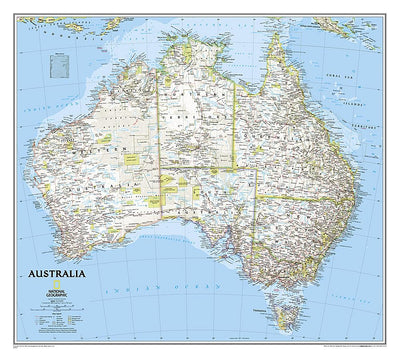 National Geographic Australia Wall Map - Classic (30.25 x 27 in) (National Geographic Reference Map)