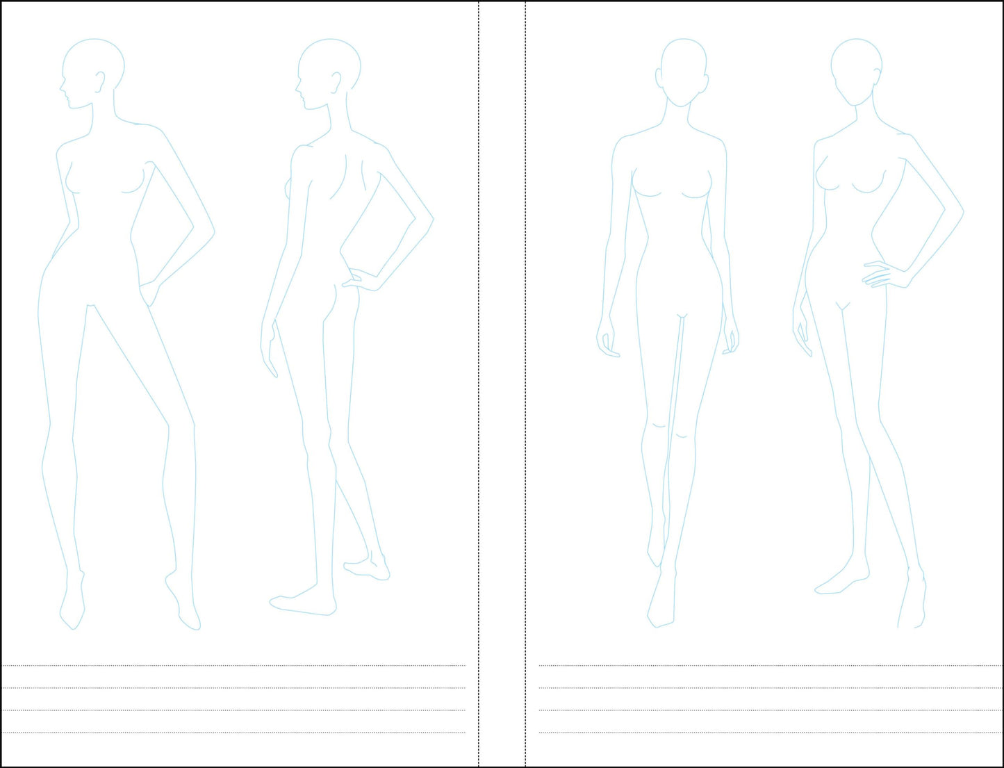 Essentials Fashion Sketchbook (366 Figure Templates) by Miakarts Books