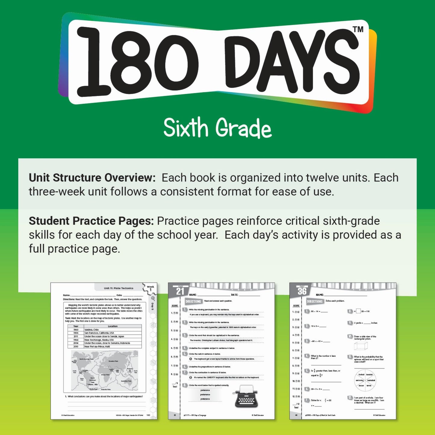 180 Days: Science for Sixth Grade: Practice, Assess, Diagnose