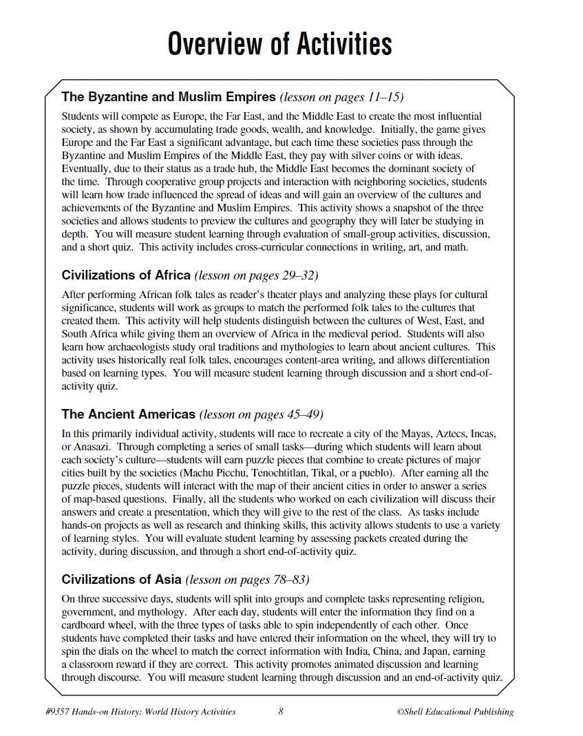Hands-on History: World History Activities - Teacher Resource Provides Fun Games and Simulations that Support Hands-On Learning (Social Studies Classroom Resource)