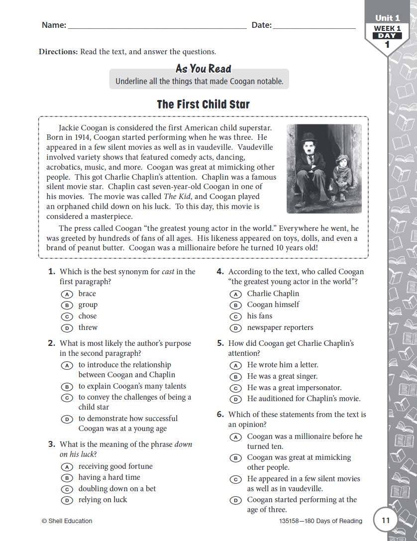 180 Days: Reading for 7th Grade Practice Workbook for Classroom and Home, Cool and Fun Practice Created by Teachers (180 Days of Practice)
