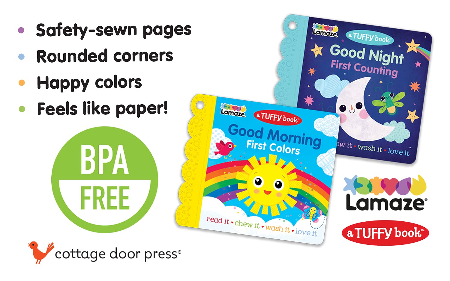 Tuffy Good Night: Washable, Chewable, Unrippable Pages With Hole For Stroller Or Toy Ring, Teether Tough (A Tuffy Book) (Lamaze: Baby's Unrippable Picture Book With Attached Teether)