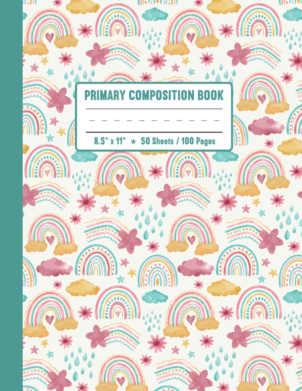 Primary Composition Book: with Drawing Space and Dotted midline for Grades k-2 (1/2 Ruling Sheets with Picture Story) (Primary Composition Books)
