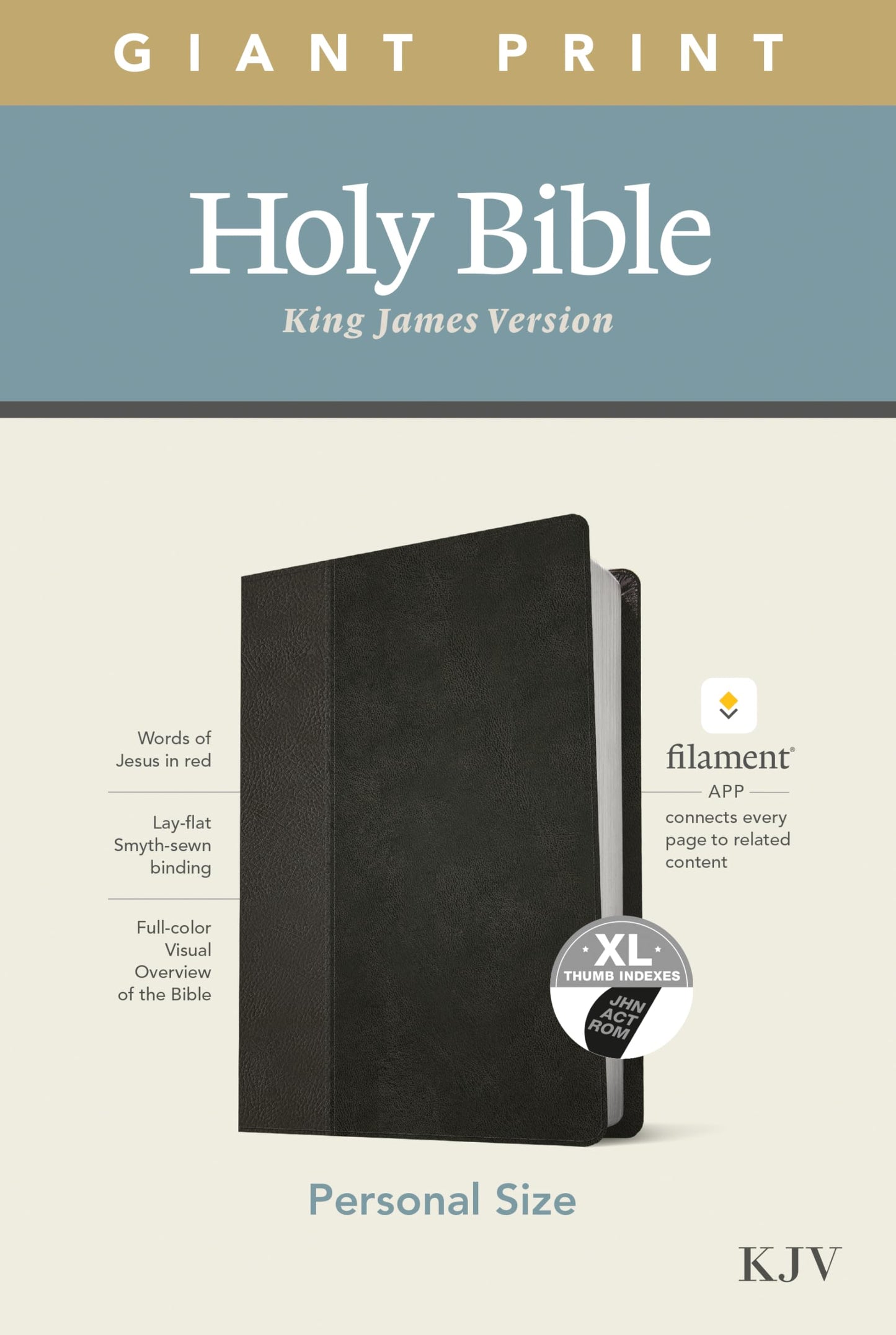 KJV Personal Size Giant Print Bible, Filament Enabled (LeatherLike, Black/Onyx, Indexed, Red Letter): Includes Free Access to the Filament Bible App ... Notes, Devotionals, Worship Music, and Video