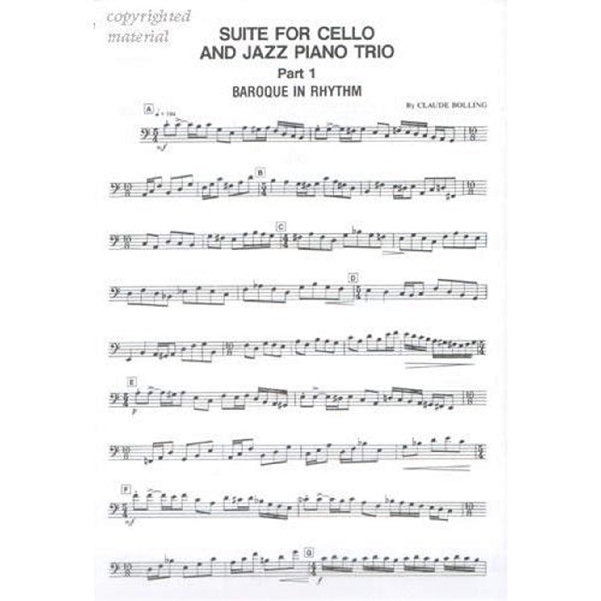 Suite for Cello and Jazz Piano Trio: Set of Parts