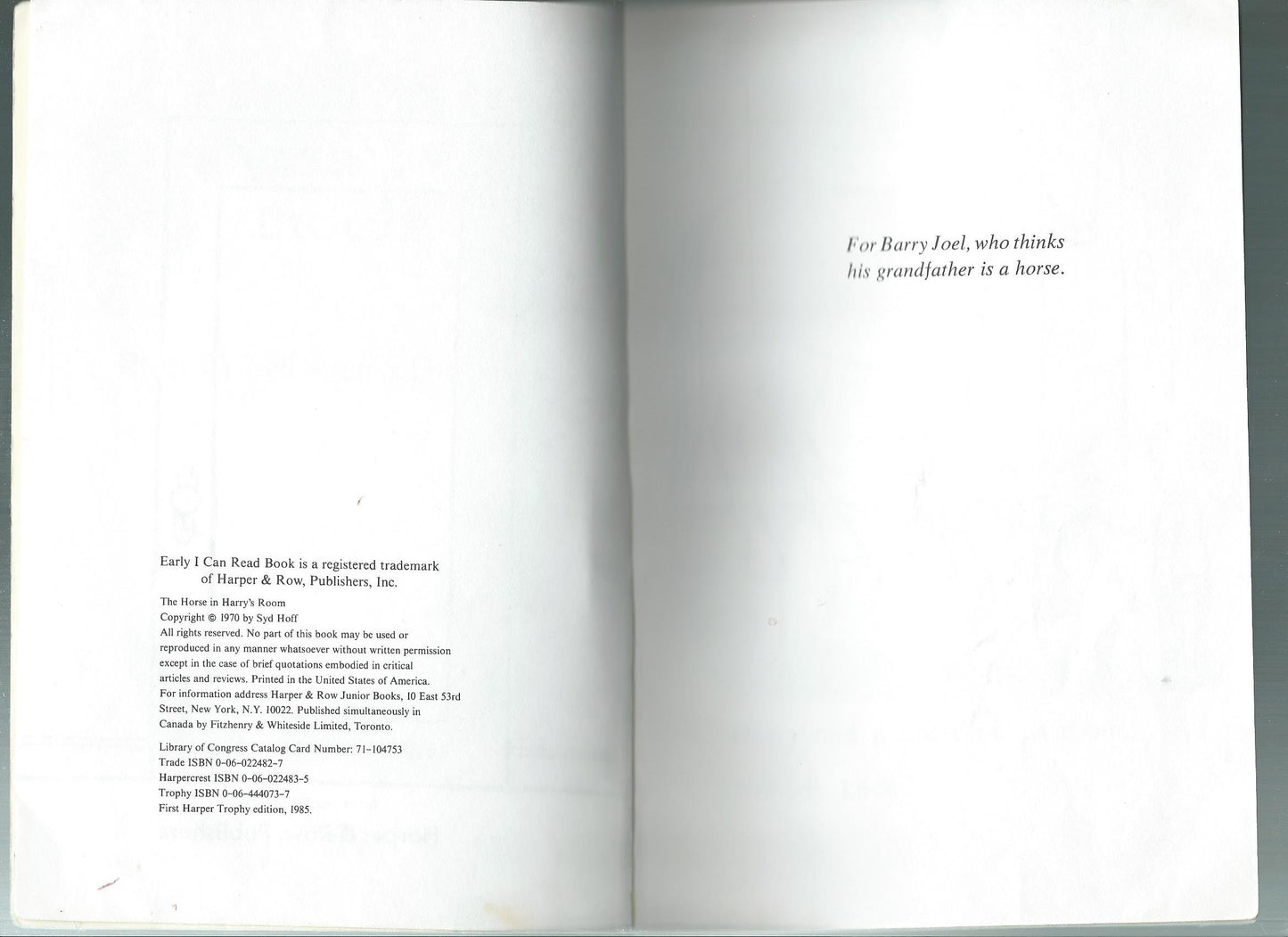 The Horse in Harry's Room (Level 1) by Syd Hoff