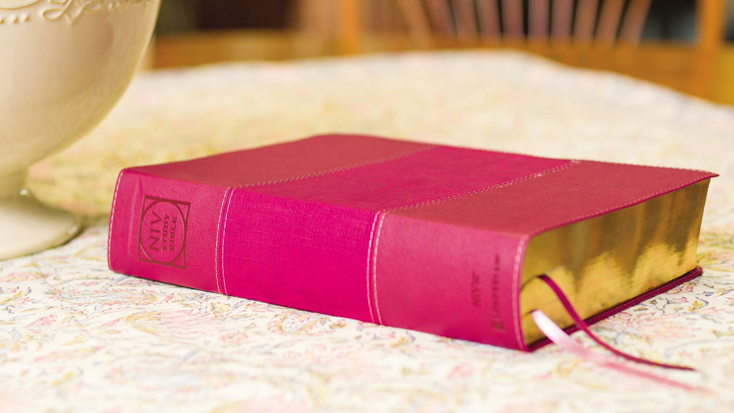 NIV Study Bible, Fully Revised Edition (Study Deeply. Believe Wholeheartedly.), Large Print, Leathersoft, Burgundy, Red Letter, Comfort Print