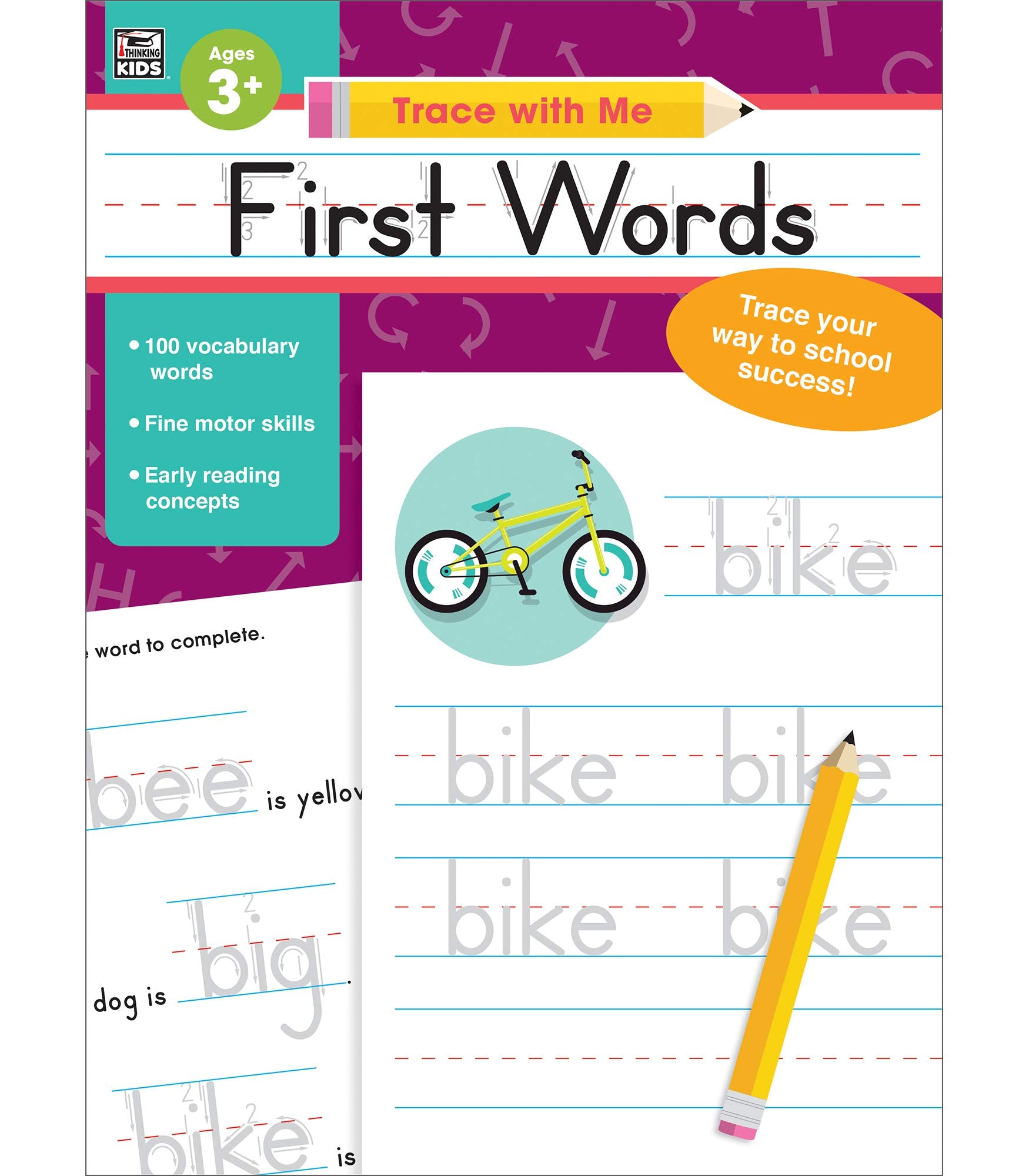 Carson Dellosa  Trace with Me: First Words Handwriting Activity Workbook  Preschool-2nd Grade, 128pgs