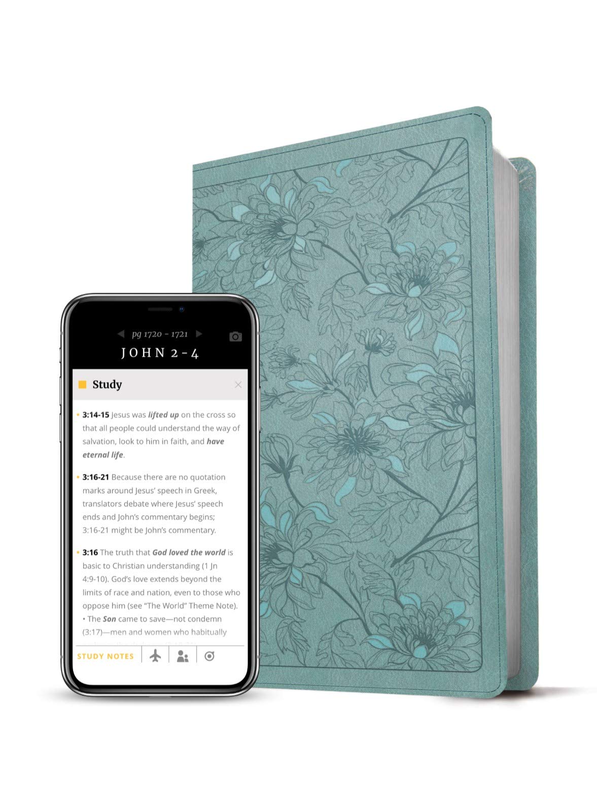 NLT Large Print Thinline Reference Bible, Filament Enabled (LeatherLike, Floral Leaf Teal, Red Letter): Includes Free Access to the Filament Bible App ... Notes, Devotionals, Worship Music, and Video