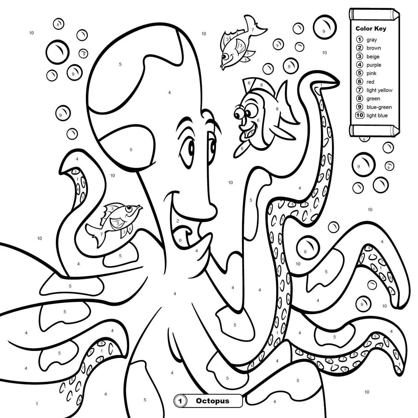 Color by Number: Ocean Life - Coloring Books for Kids 4-6 Years Old, Super Thick Pages, Tear-Out for Display