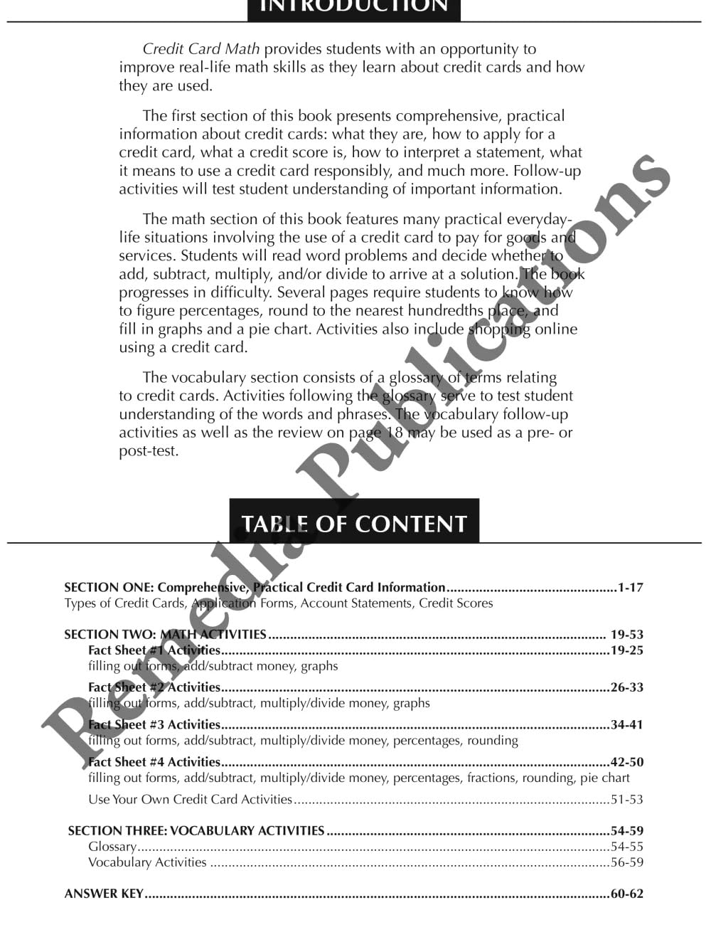 Remedia Publications Credit Card Math (Grades6-8) - Practical Money Skills Workbook, Reproducible Activities for Learning Credit Cards, Statements, Interest & Everyday Consumer Math