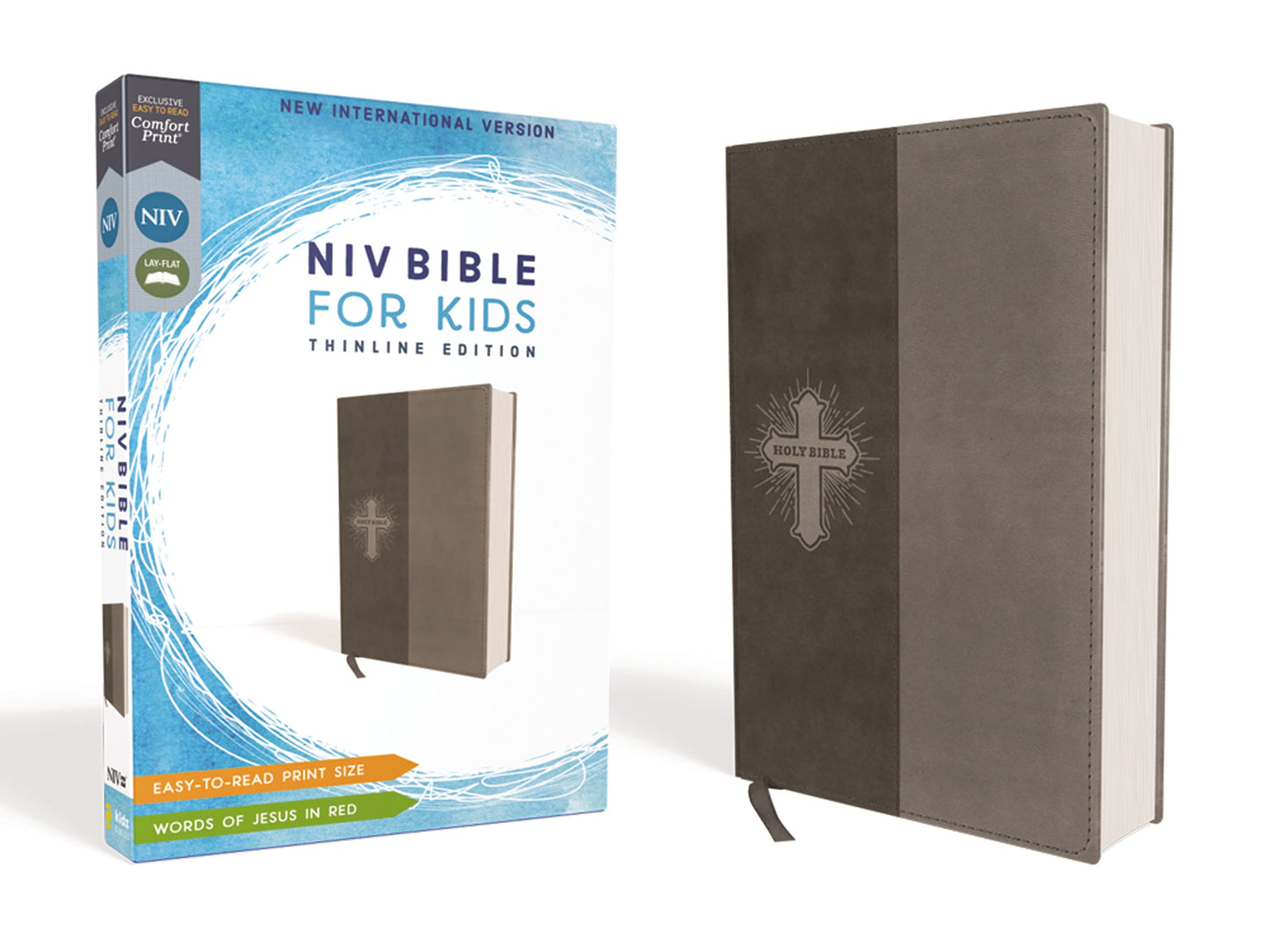 NIV, Bible for Kids, Leathersoft, Gray, Red Letter, Comfort