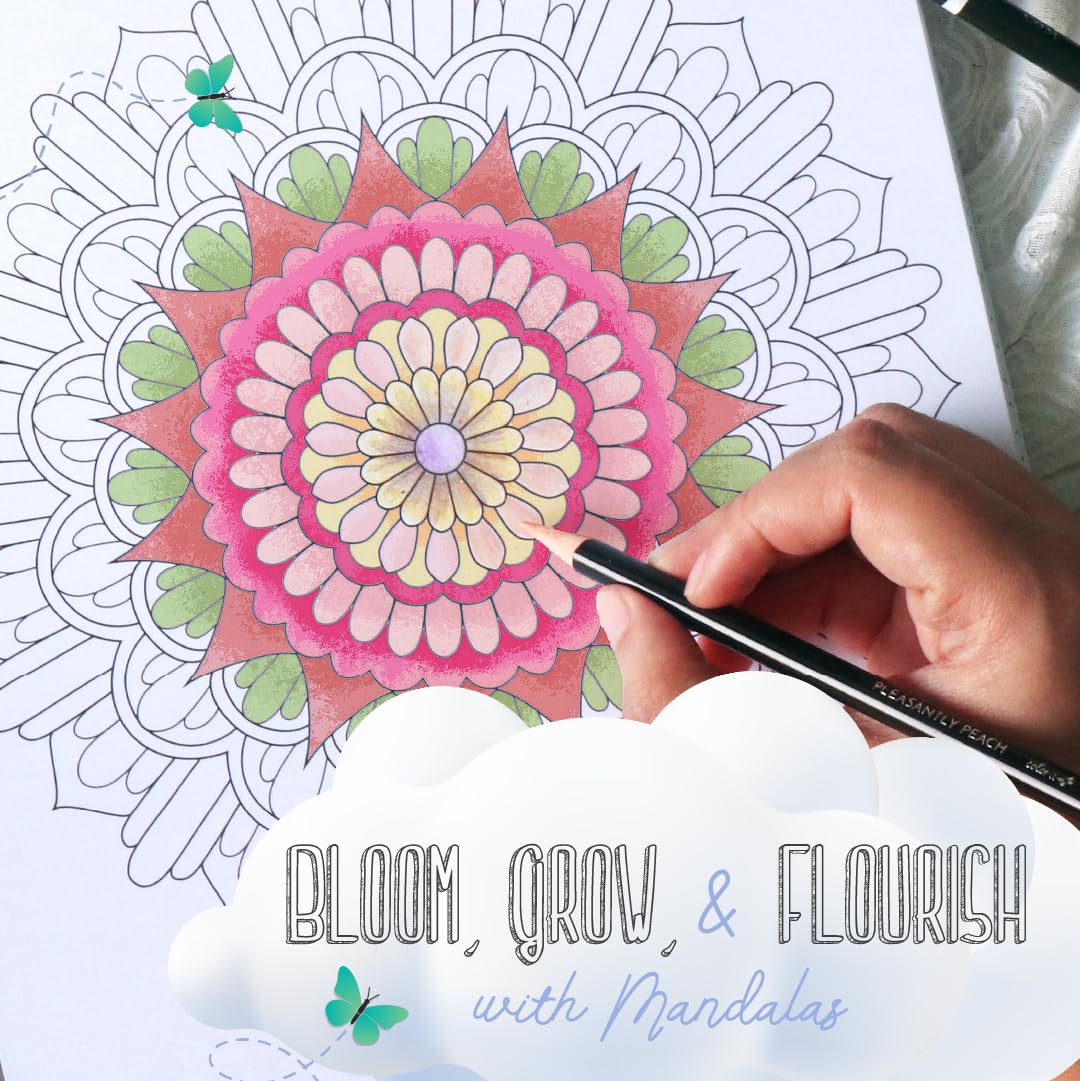 ColorIt Mandalas to Color, Volume VIII Adult Coloring Book 50 Floral and Geometric Mandala Patterns and Designs, Spiral Binding, USA Printed, Lay Flat Hardback Book Cover, Ink Blotter