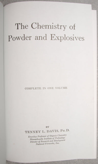The Chemistry of Powder and Explosives