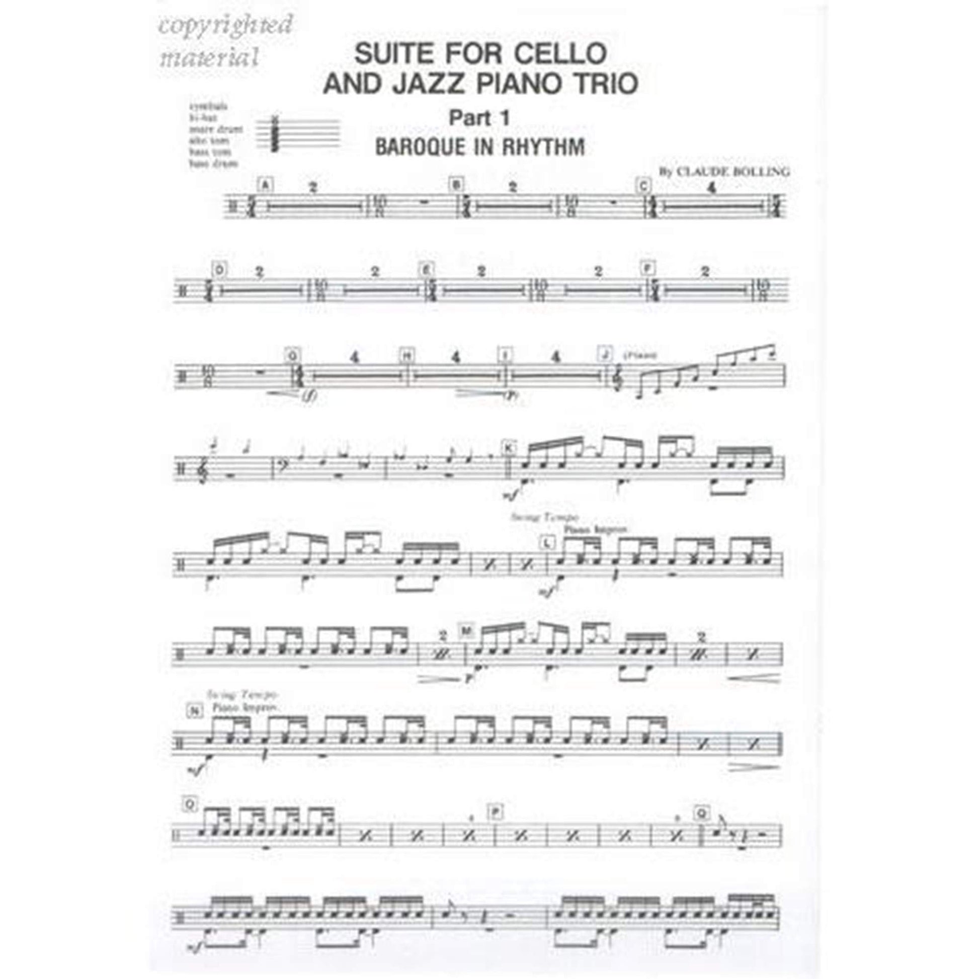 Suite for Cello and Jazz Piano Trio: Set of Parts
