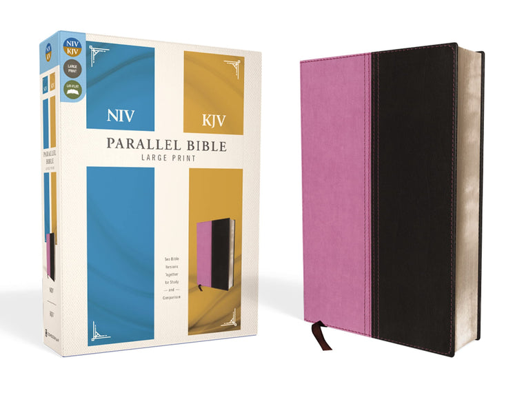 NIV, KJV, Parallel Bible, Large Print, Leathersoft, Pink/Brown: The World's Two Most Popular Bible Translations Together