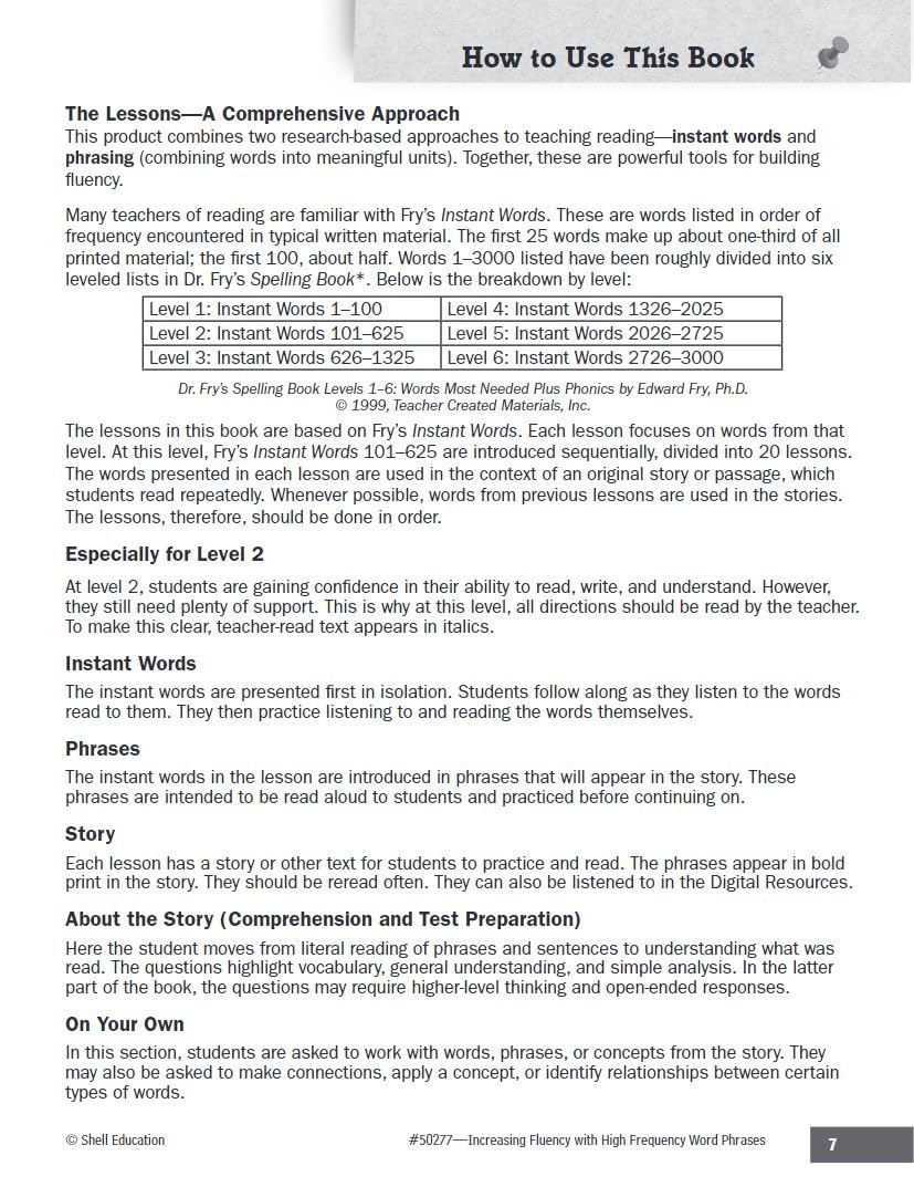 Increasing Fluency with High Frequency Word Phrases Grade 2 (Increasing Fluency Using High Frequency Word Phrases)