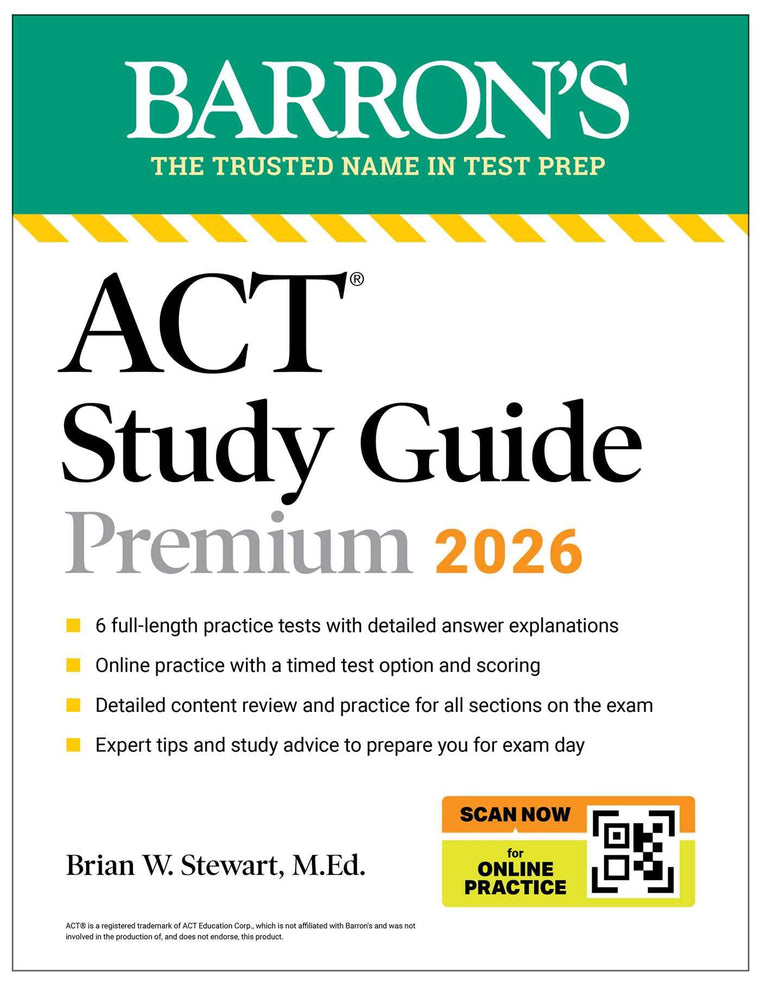 ACT Study Guide Premium, 2026: 6 Practice Tests + Comprehensive Review + Online Practice for the New Enhanced ACT (Barron's ACT Prep)